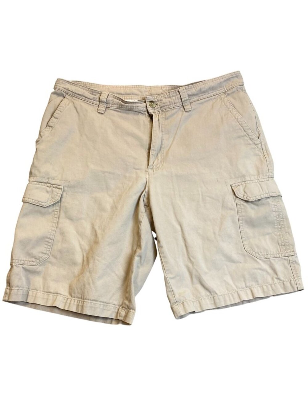 Columbia Men Cargo Shorts 38W Beige Flat Front Casual Summer Classic 100% Cotton